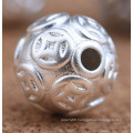 New design 925 sterling silver round Chinese coin Beads for Lucky Bracelets